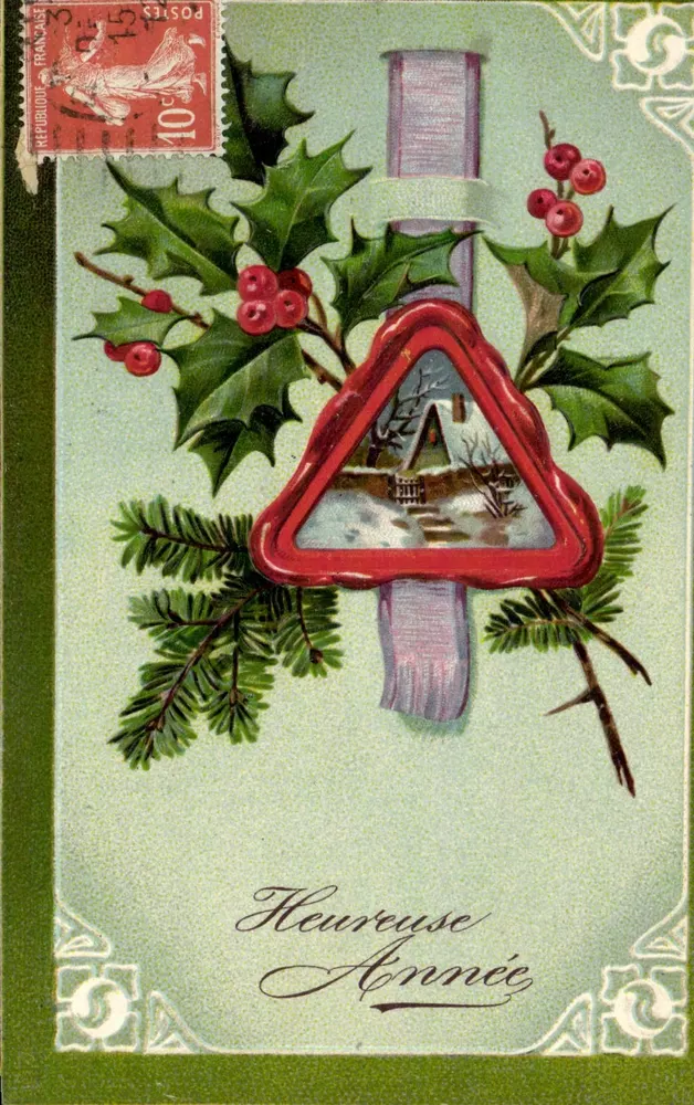 Carta de Boas Festas de Natal — Feliz Ano — editor não visível - Frente