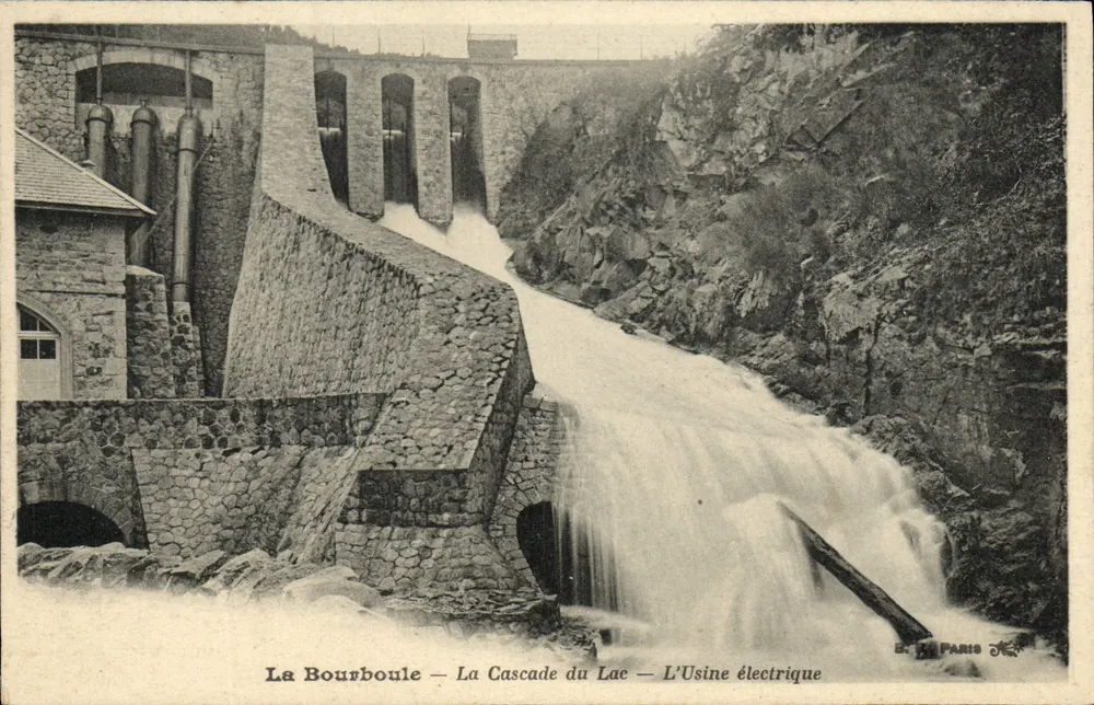 La Bourboule — Der See-Wasserfall — Die Elektrizitätsfabrik — E. Del Paris - Vorderseite