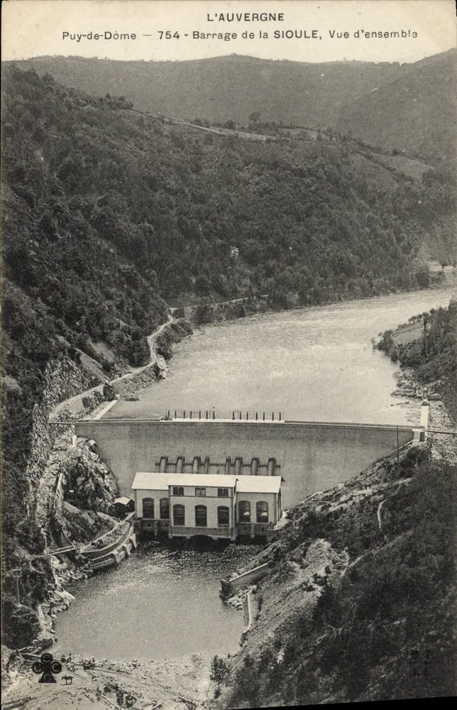 Barragem da Sioule — Vista geral — L'Auvergne, Puy-de-Dôme, n°754 - Frente