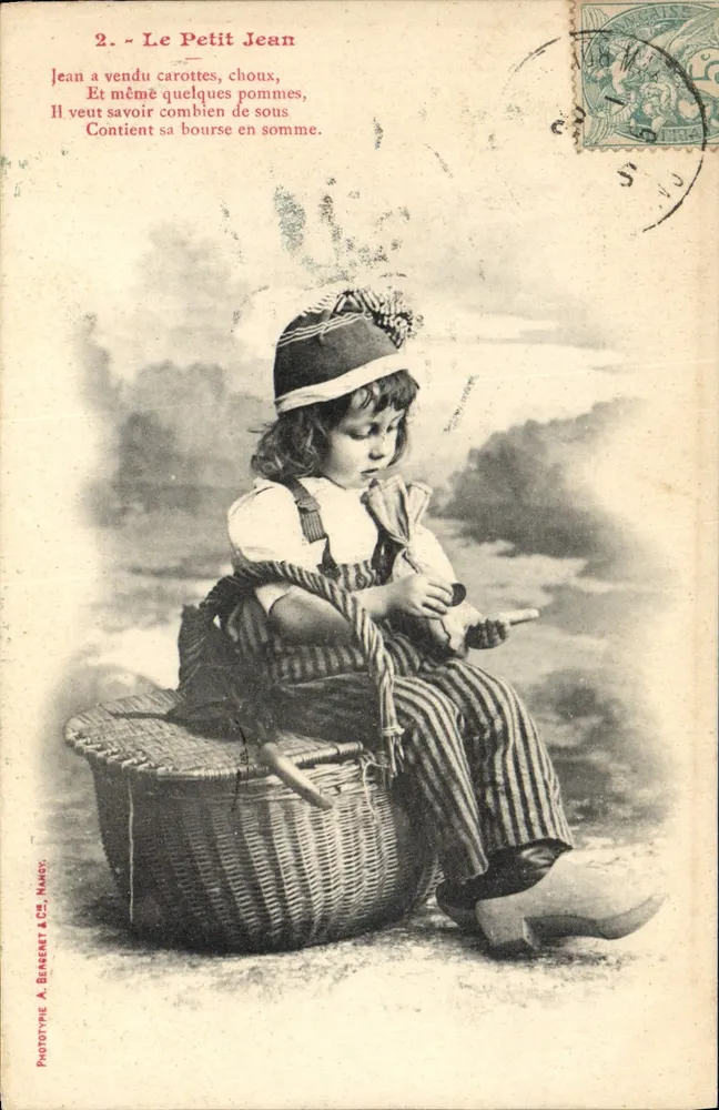 Le Petit Jean — Kind, das Gemüse verkauft — Phototypie A. Bearenet & Cie, Namur - Vorderseite