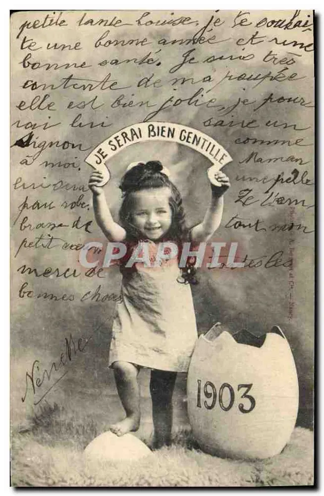 Menina saindo de um ovo — 1903 — editor anônimo - Frente