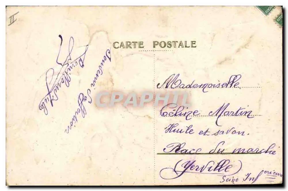 1 april — Vis en roos — Antieke ansichtkaart - Achterkant