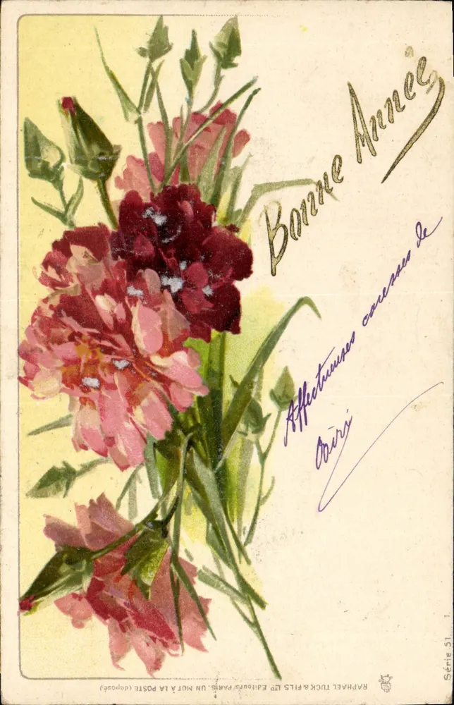 Bouquet van bloemen — Goed jaar — Raphael Tuck & Fils, Serie 51 - Voorkant