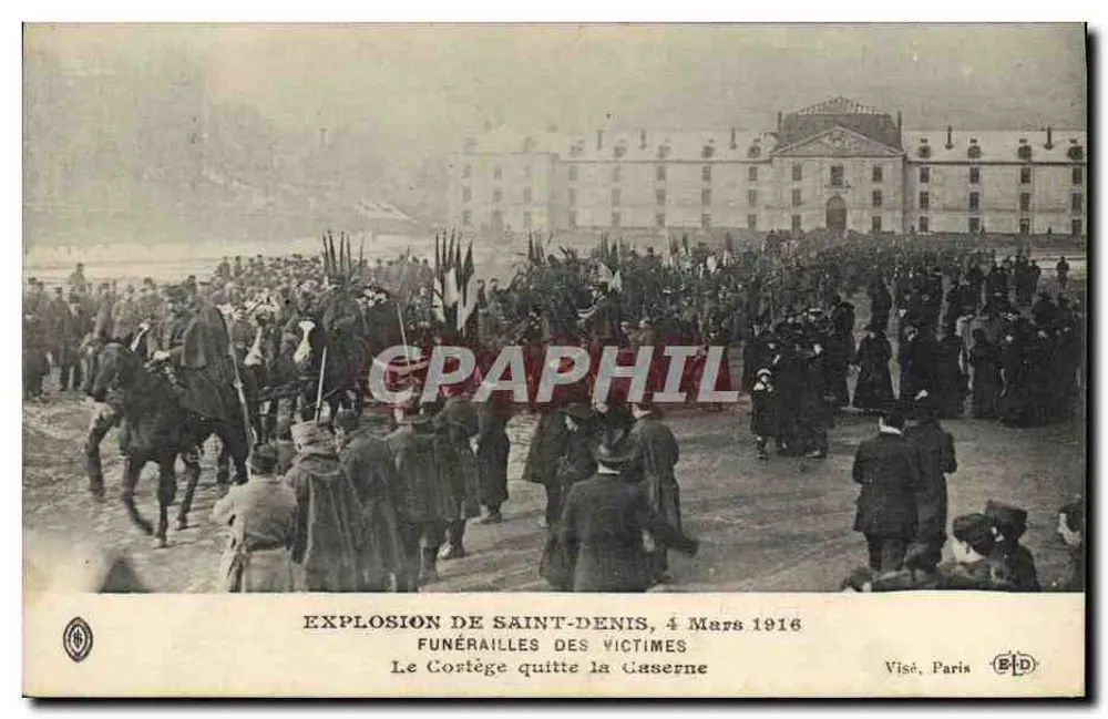 Explosion von Saint-Denis, 4. März 1916 — Beerdigung der Opfer — Der Trauerzug verlässt die Kasernen — Visé, Paris - Vorderseite