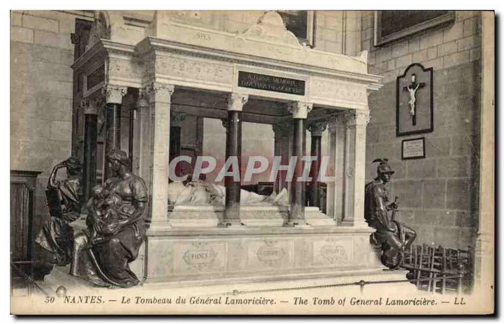 Nantes — O Túmulo do Geral Lamoricière — editor Lévy Frères & Cie, Paris - Frente
