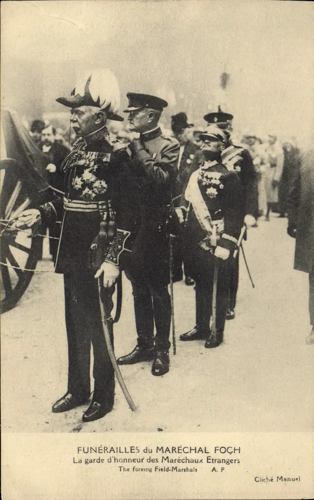 Trauerfeier des Marschalls Foch — Ehrenwache der fremden Marschälle — Cliché Manuel - Vorderseite
