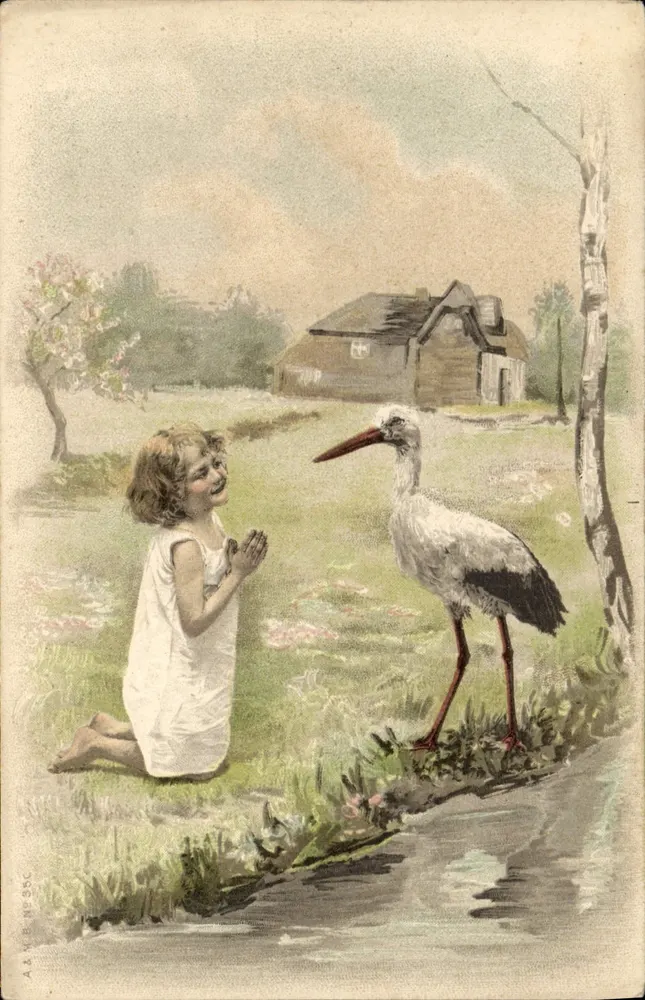 Criança e coruja — cena campestre — A. & K. B. N° 955C - Frente