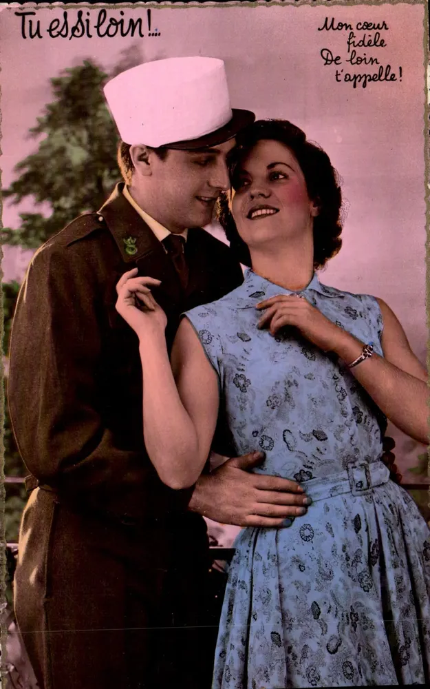 Soldado e mulher — cena de espera — Éditions de Lute 6, P. - Paris, n° 695 - Frente