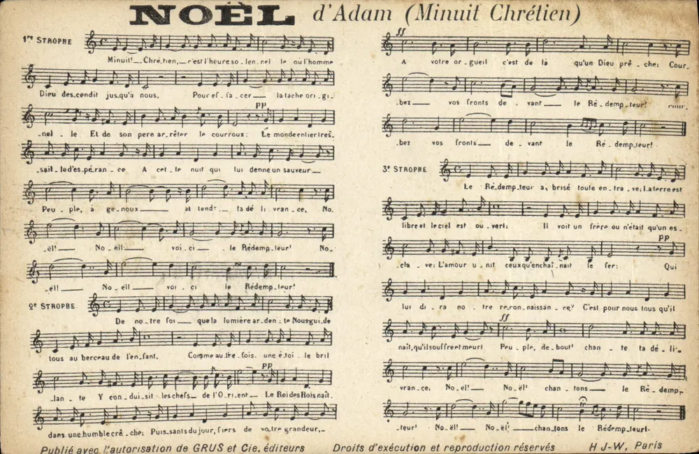 Natal de Adam (Meia-Noite Cristã) — partitura musical — GRUS & Cie, editores - Frente