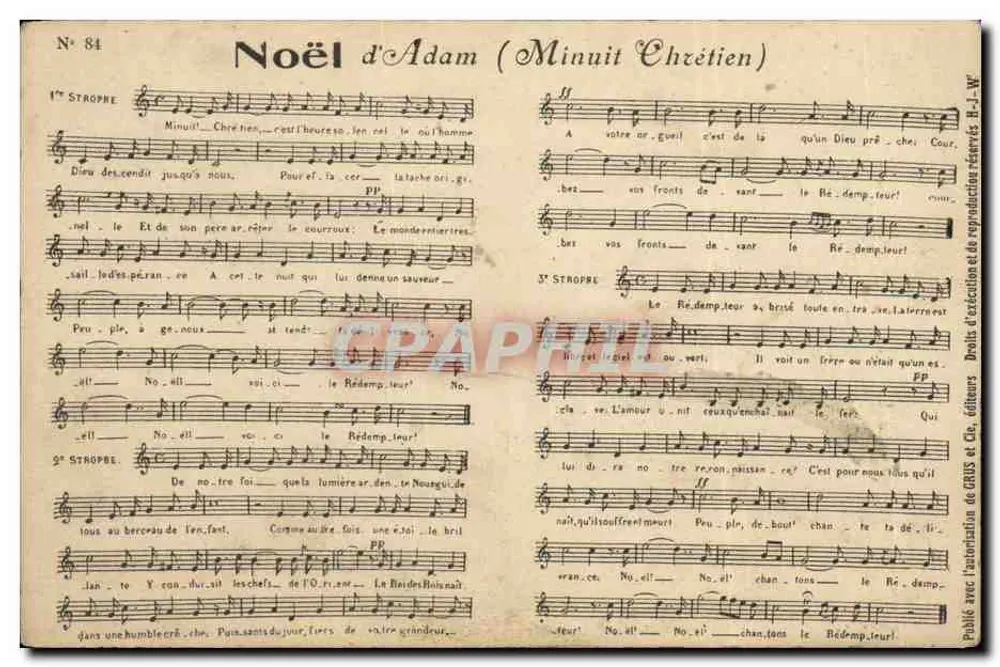 Natal de Adam (Meia-Noite Cristã) — N° 84 — Editor CRUS & Cie - Frente