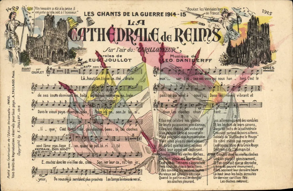 Die Kathedrale von Reims — Kriegslieder 1914-15 — Édition Universelle, Paris - Vorderseite