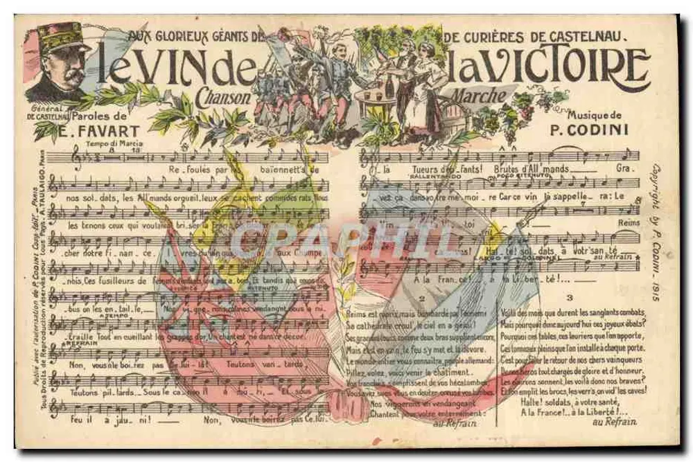 An die glorreichen Riesen von Levinde — Lied der Sieger — Verlag A. Taulaigo, Paris - Vorderseite