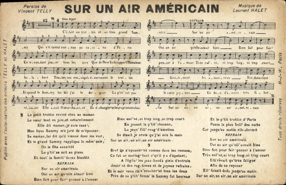 Auf einem amerikanischen Air — Lied — Telly & Halet - Vorderseite