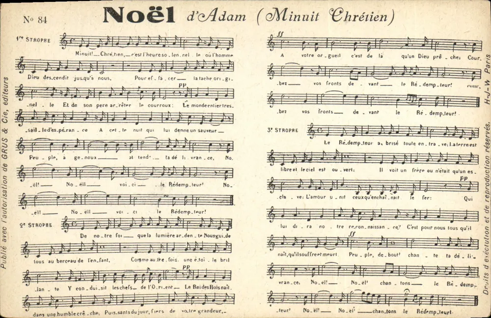 Natal de Adam (Meia-Noite Cristã) — No 84 — Grus & Cie, editores - Frente