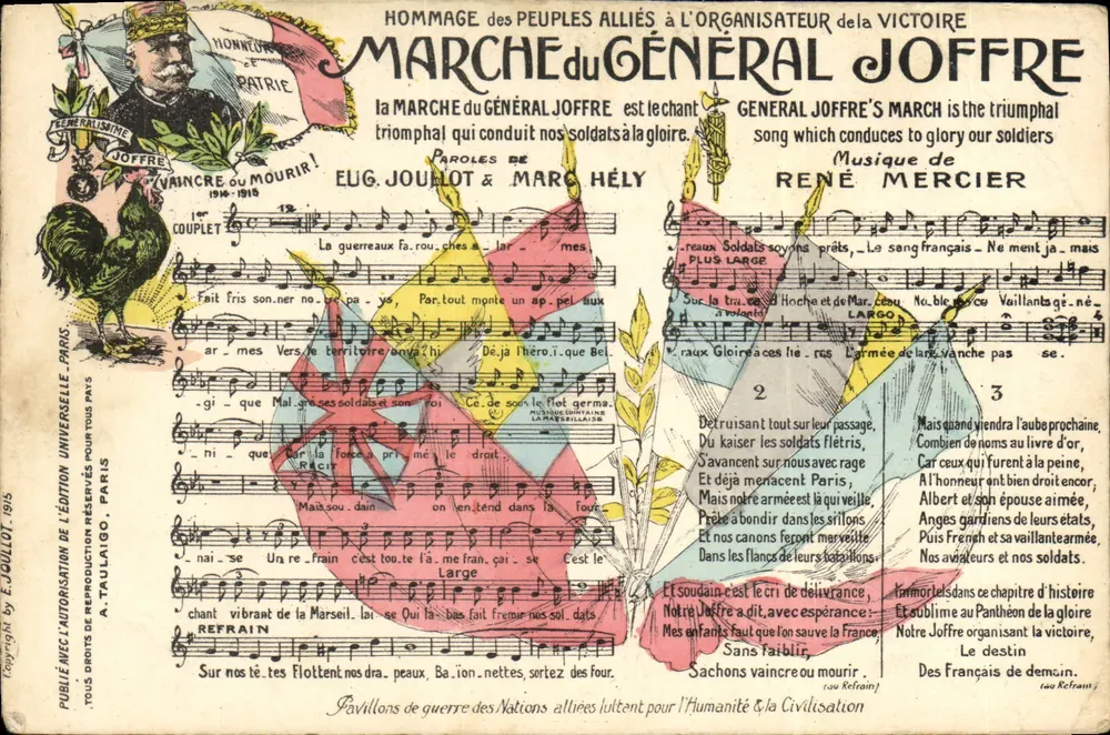 Ehrung der verbündeten Völker für den Siegerorganisator — Marsch des Generals Joffre — Ausgabe Taulaigo, Paris - Vorderseite