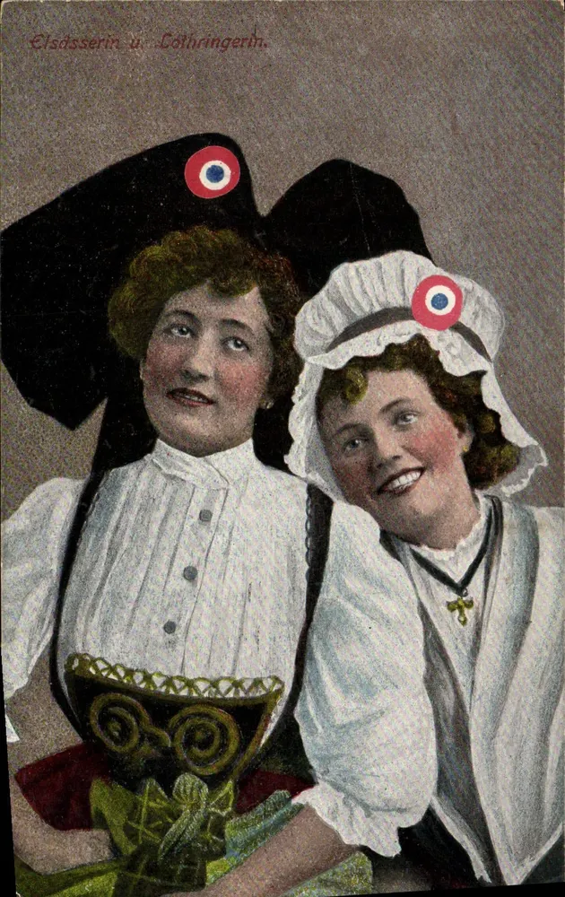 Duas mulheres em trajes tradicionais — Elsdsserin u. Cathringerin — editor não visível - Frente