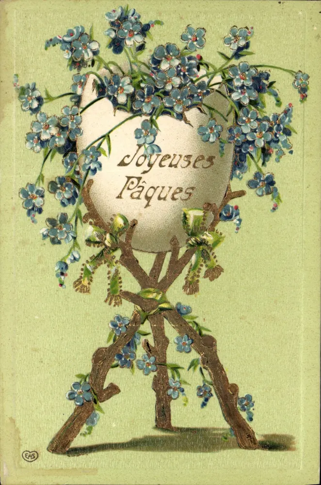 Ovo de Páscoa decorado com flores — Editor EAS - Frente