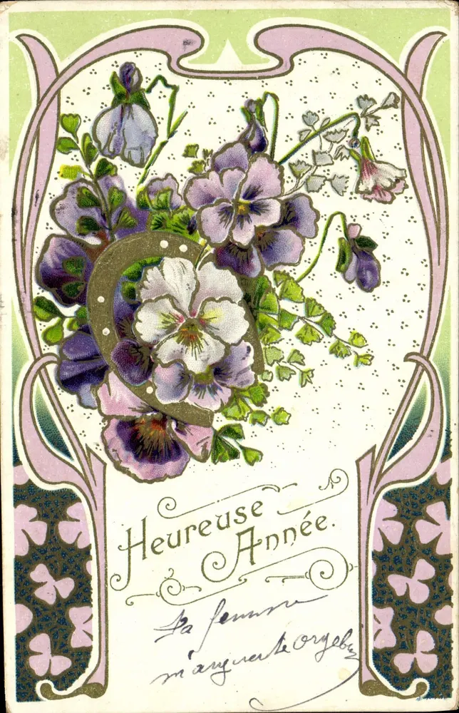 Flores de pensamento — Feliz Ano — editor não visível - Frente