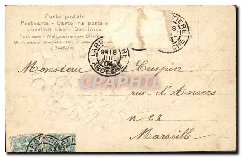 Violetas em um vaso — carta postal — editor desconhecido, n° 218 - Verso