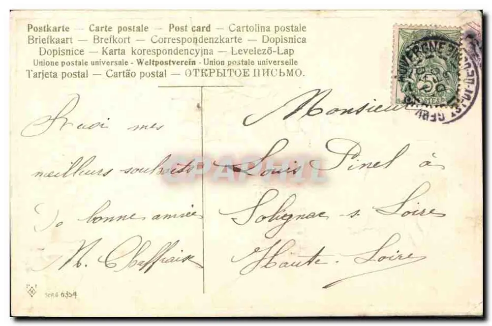 Mistral — Vinha de gui e estrelas — Carta postal - Verso