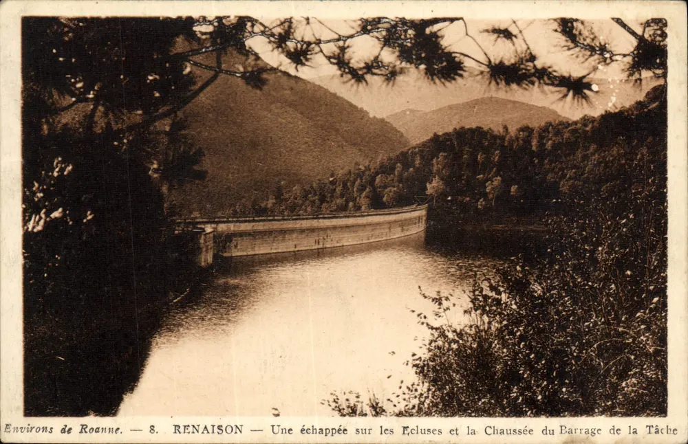 Renaison — Ansicht der Schleusen und Straße des Tâche-Staudamms — in der Nähe von Roanne — Nr. 8 - Vorderseite