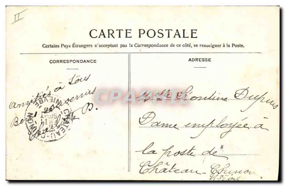 Clamecy — Der Perthuis und die Elektrizitätsfabrik — Desvignes, Foto. Verlag Clamecy - Rückseite
