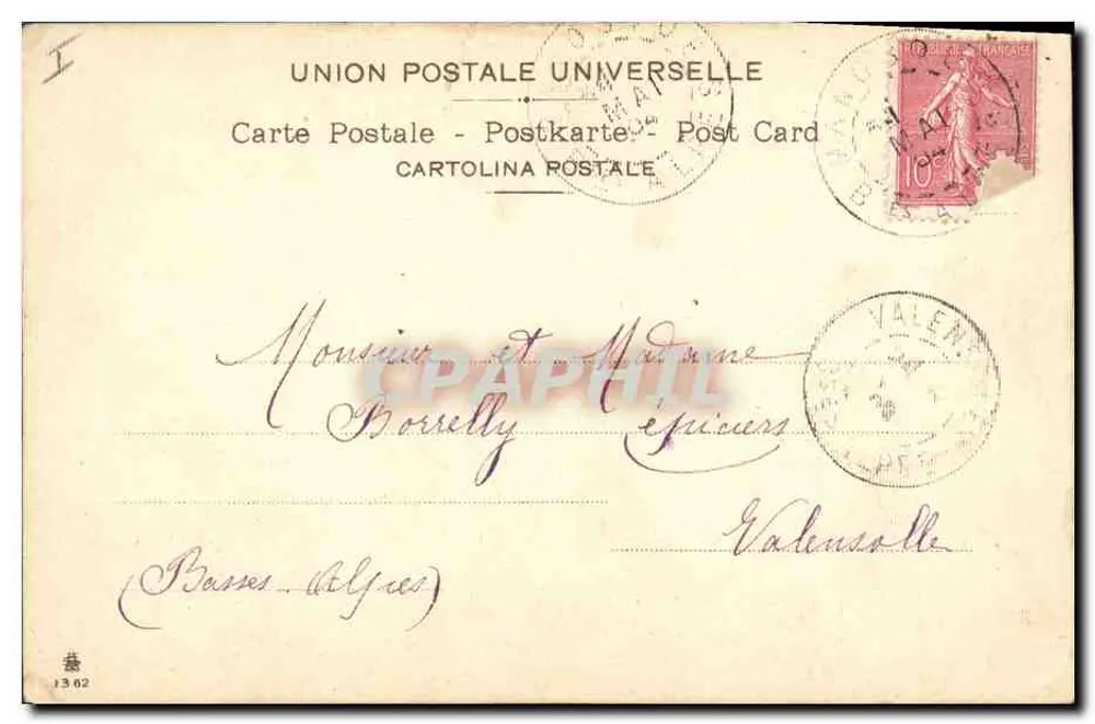 Kleurige bloemen — antieke ansichtkaart van Valensolle — Union Postale Universelle - Achterkant
