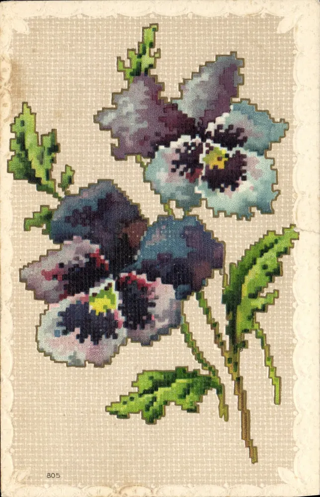 Flores de pensamento — motivo bordado — editor desconhecido, n° 805 - Frente