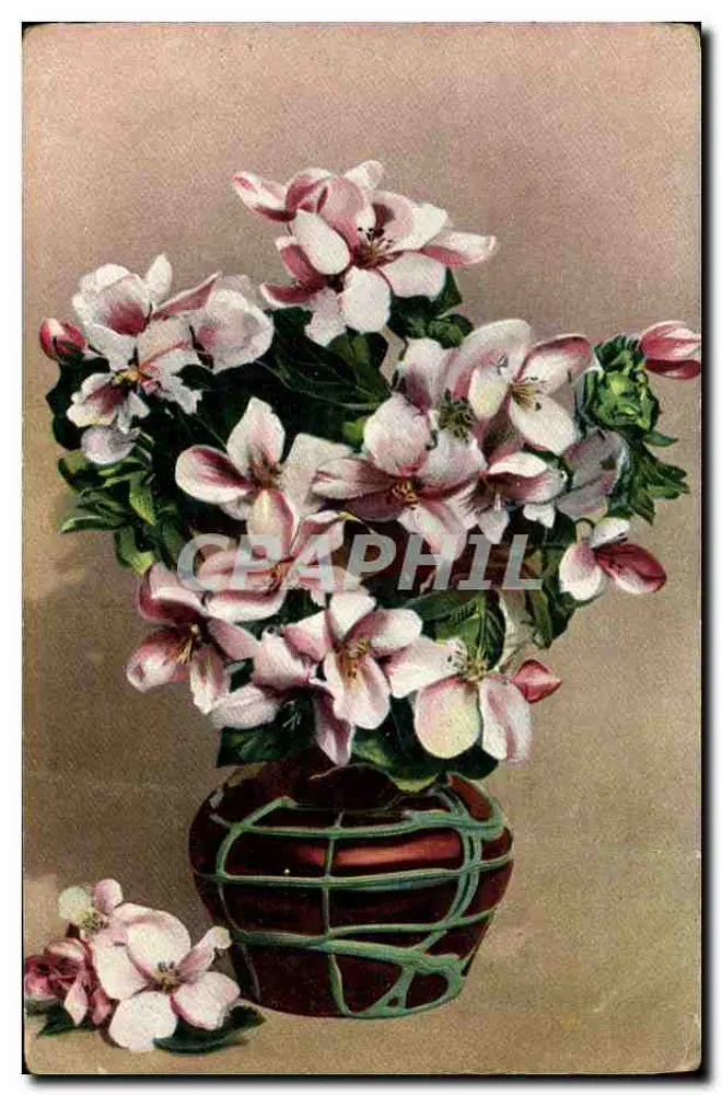 Bouquet de fleurs — dans un vase à motif — éditeur LAMBOUCHES DUCHESNE, série 344 - Frente