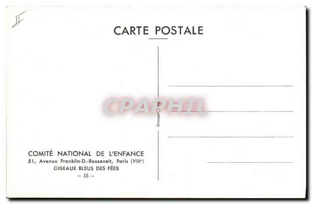 Pássaros azuis das fadas — Comité Nacional de l'Enfance — n°55 - Verso