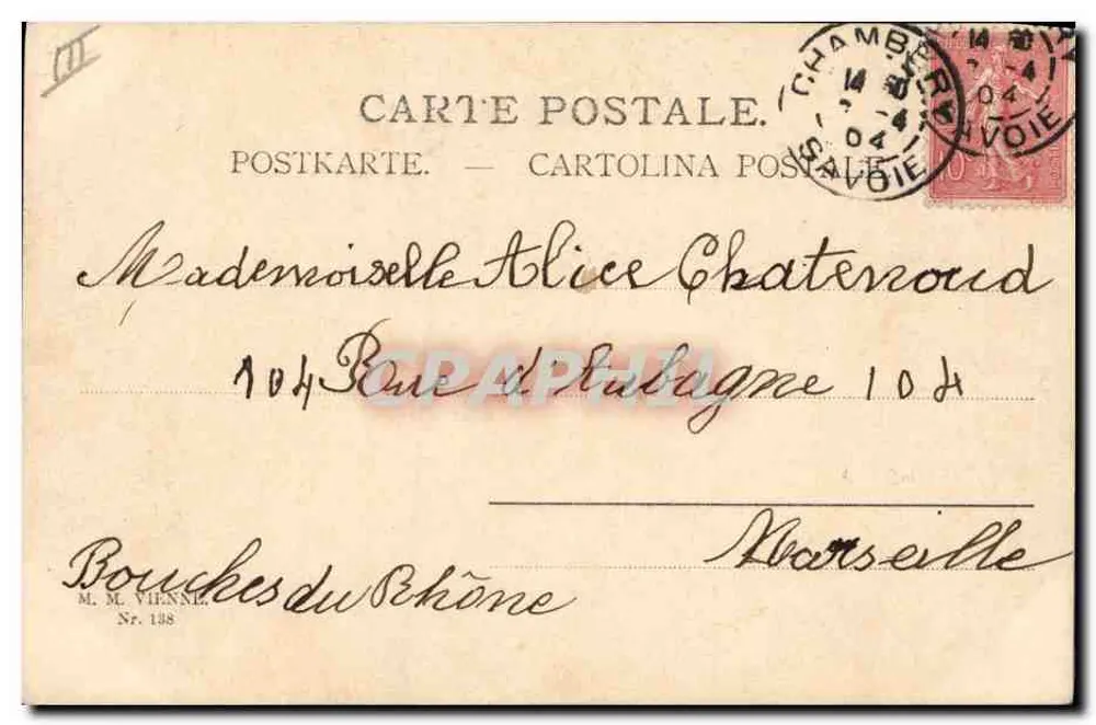 Dois crianças e um cordeiro — com andorinhas — editor M.M. VIENNE, n° 138 - Verso