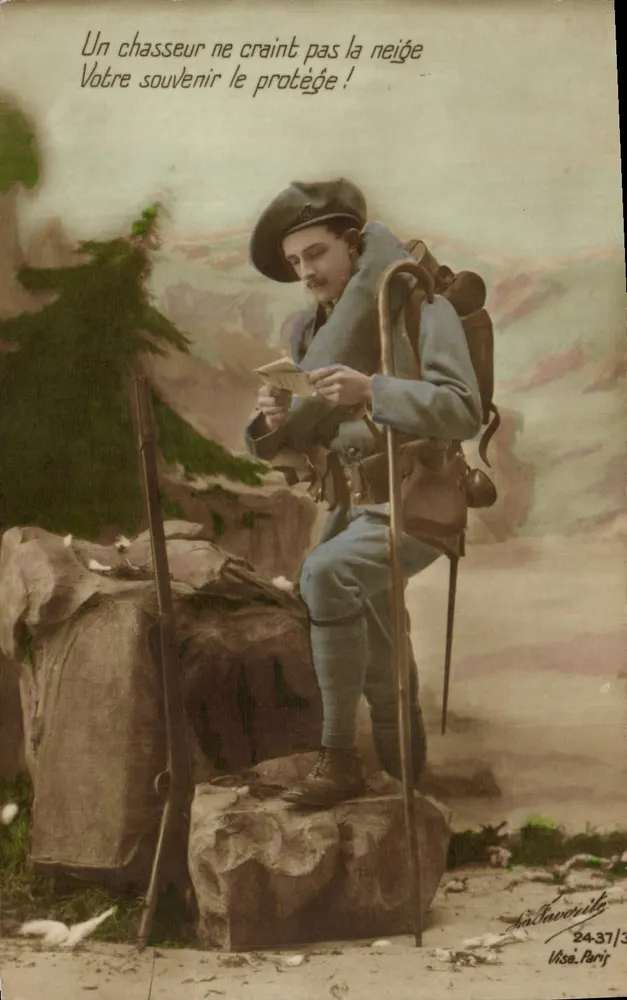 Caçador na montanha — texto impresso e assinatura — editor Vise, Paris, n° 24-37/3 - Frente