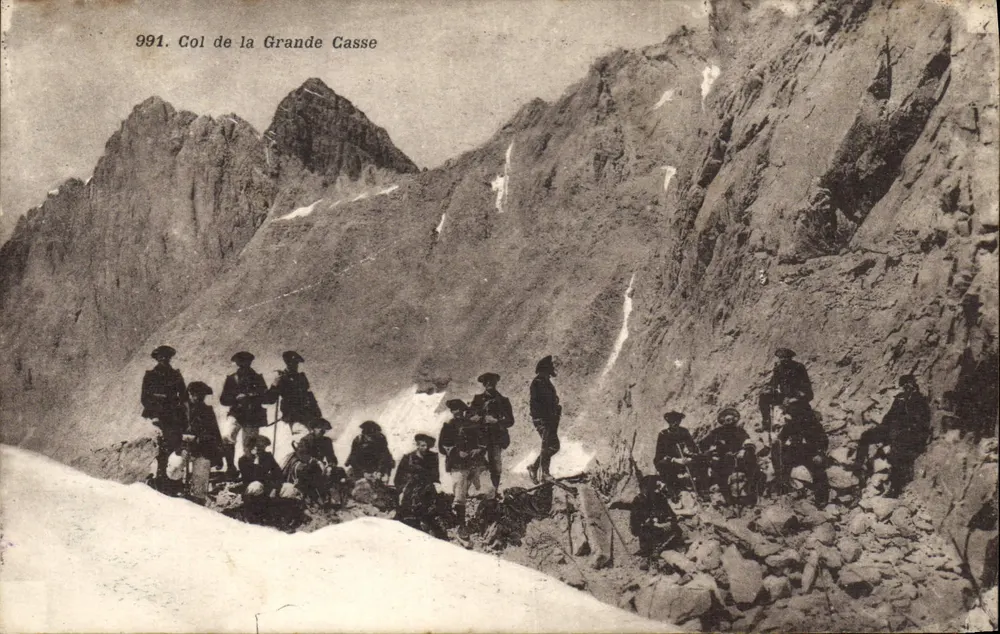 Col de la Grande Casse — Alpinesicht mit Gruppen von Bergsteigern — A. Doron, Chambery, n°991 - Vorderseite
