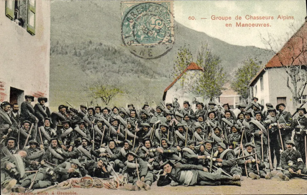 Gruppe Alpiner Jäger in Manövern — G. Courrino, Verlag in Grenoble, Nr. 60 - Vorderseite
