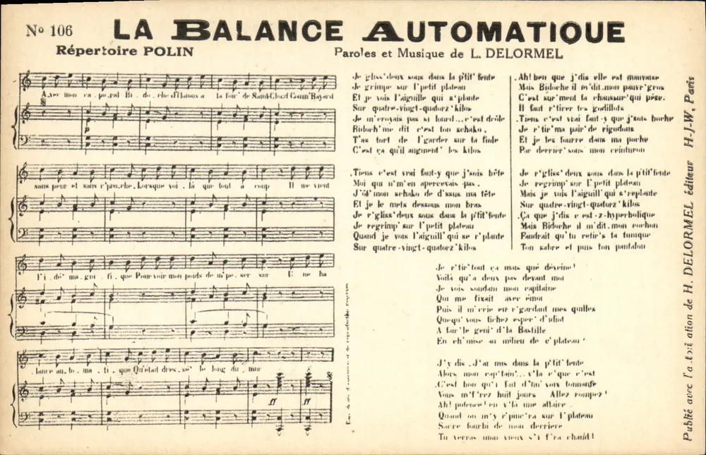 Die Automatische Waage — Polin-Repertoire Nr. 106 — Verlag H. J.-W. Delormel - Vorderseite