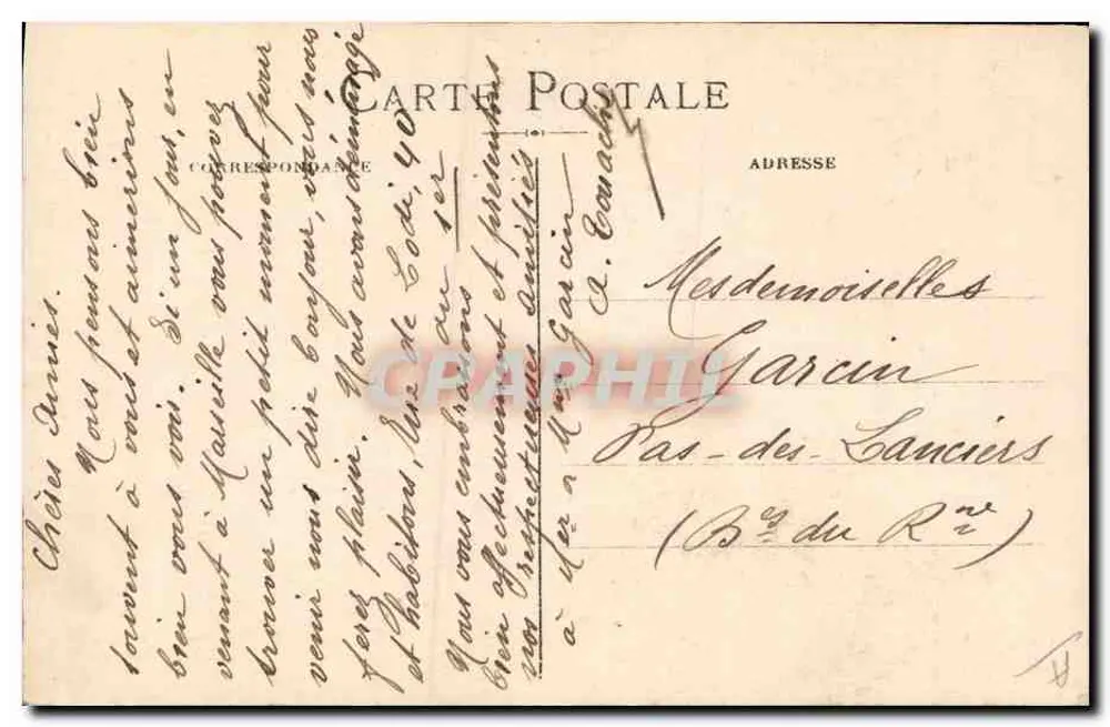 Eine, deren Herz sie nicht germanisiert haben — Serie Hervens, Aufnahme G. Ouviere — Verlag Barabino, Marseille - Rückseite