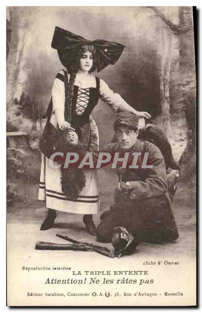 A Tríplice Entente — Cuidado! Não os perca — Editor barabino, Costumier O.A. 38, Rue d'Aubagne - Marseille - Frente