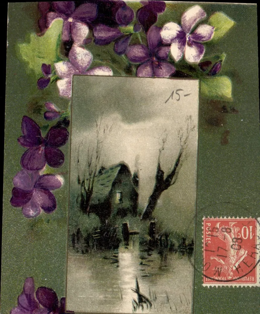 Fioletki — ramka kwiatowa — wydawca nieznany, n° 15 - Awers