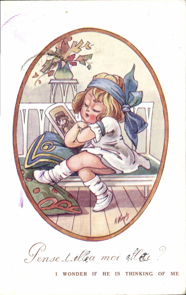 Mädchen, das an einen Liebhaber denkt — A. Woyts — Verlag Paris Color, n° 83 - Vorderseite
