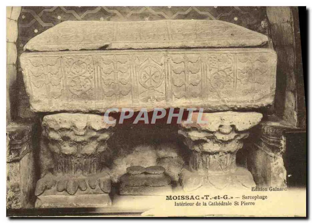 Moissac — Innenansicht der Kathedrale St Pierre — Sarg — Edition Gainard - Vorderseite