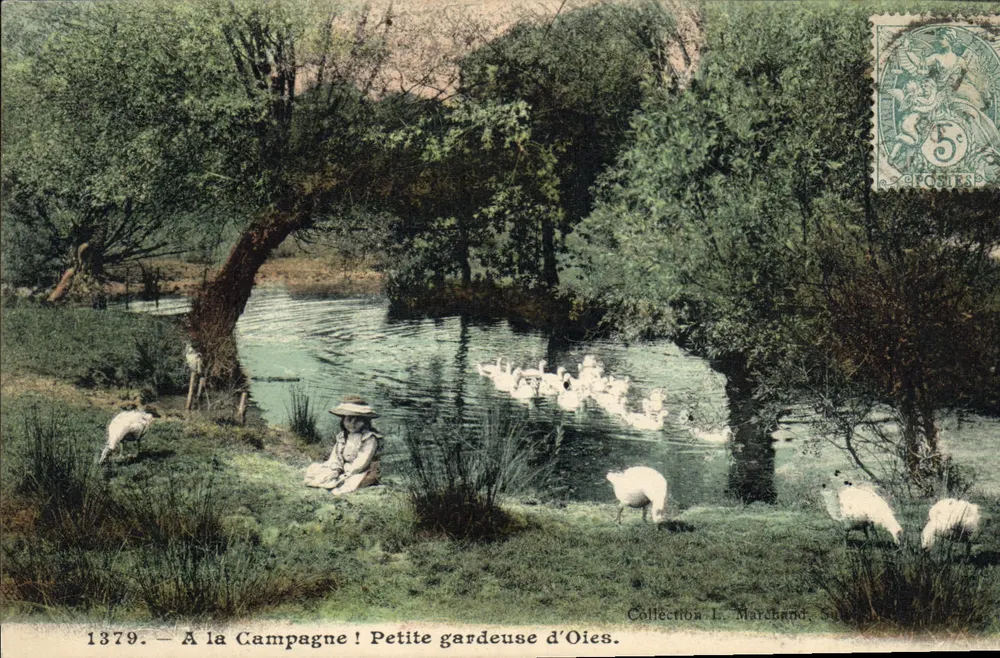Na Campagne! Menina pequena guardiã de patos — Coleção L. Marchand, n° 1379 - Frente