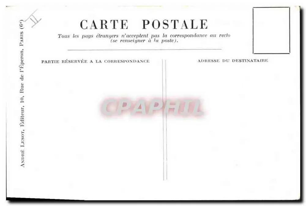 A Mésange Azul — A. L. n° 55 bis — André Lesort, Editor, Paris - Verso