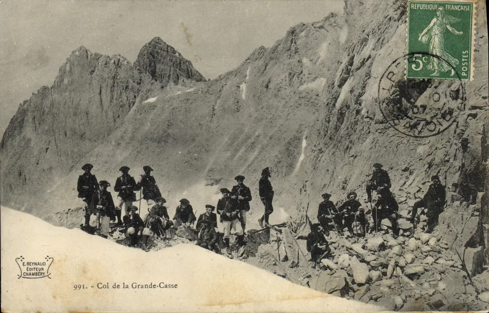 Col de la Grande-Casse — schneebedeckte Berge — E. Reynaud, Nr. 991 - Vorderseite