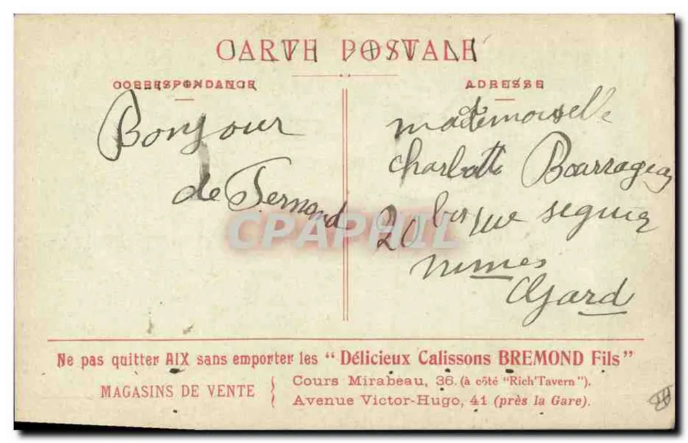 Alpinismus — Die Sport XXVIII — CH. BERTOT - Marseille - Rückseite