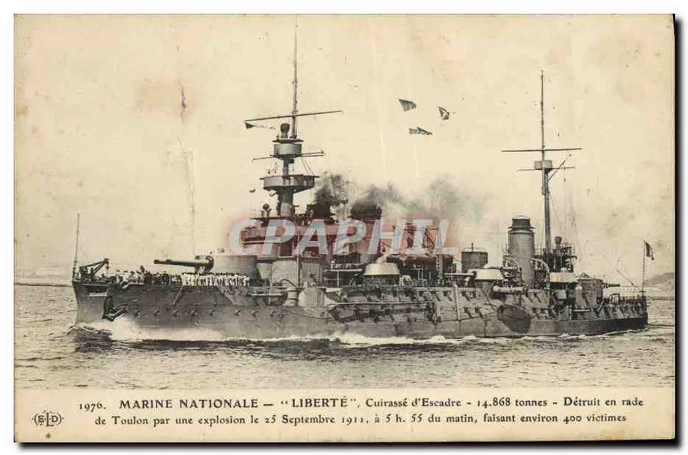 Marine Nationale — « Liberté » — Cuirassé d'Escadre détruit à Toulon - Frente