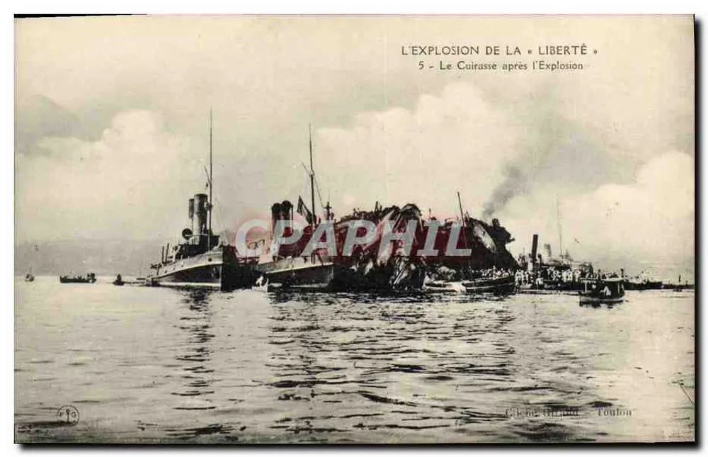 Explosion des Schlachtschiffes « Liberté » — Toulon — Verlag C. Léon, Toulon, n°5 - Vorderseite
