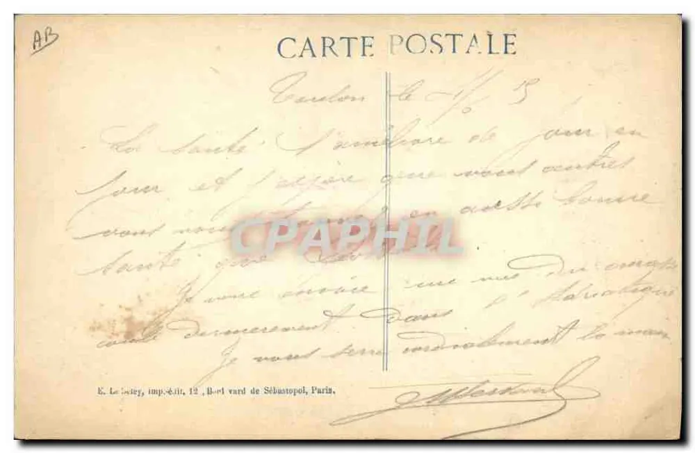 Der "LÉON-GAMBETTA" gesunken — französischer Panzerkreuzer — E. Le Sèye, Verlag. 12, Boulevard de Sébastopol, Paris - Rückseite
