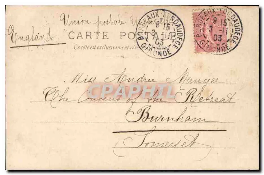 Le Bargy — Retrato da cantora — editor Rentlinger, n° 713 - Verso