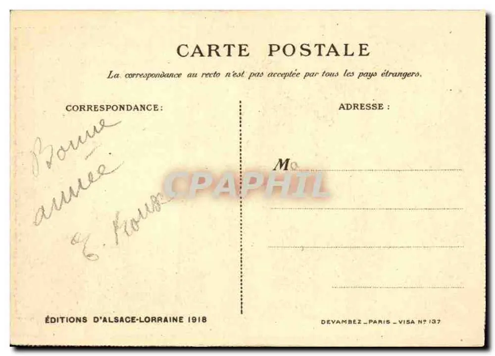 Dois crianças em traje alsaciano cantando — A Alsácia nossa pequena pátria — Éditions d'Alsace-Lorraine - Verso