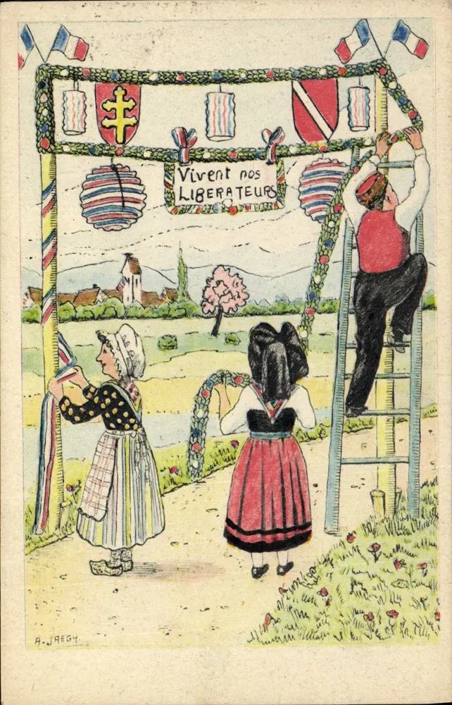 Feest van de bevrijders — nationale decoraties — A. Jaegh, N°7 - Voorkant